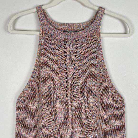 Anthropologie Isla Sweater Tank Size XL Pointelle Knit Halter Rainbow Pastel - Picture 11 of 14